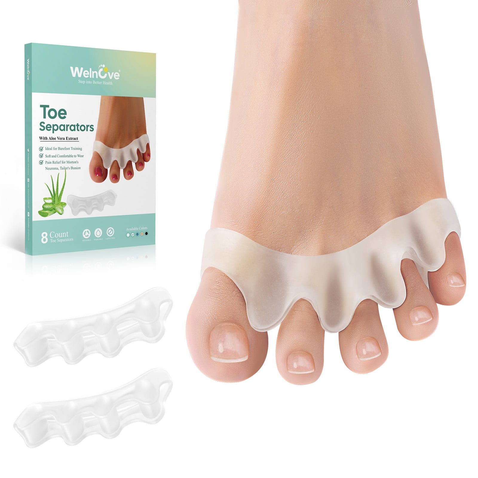Welnove Toe Spacers - 8 Pack Silicone Toe Spacers to Correct your Toes ...