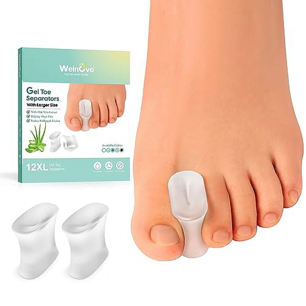 Welnove Upgraded Gel Toe Separators â€“ 12Pack Aloe Vera Extract Infused Silicone Toe Spacers