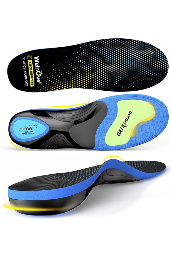 Work Boot Insoles for Plantar Fasciitis – Heavy Duty Orthotic Inserts for Pain & Fatigue Relief, Standing All Day – High Arch Support for Flat Feet, Achilles Tendonitis, Men Women (M)