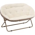Welnow Comfy Double Saucer Chair Loveseat, Modern 2Seat Folding Faux Fur Lounge Chair, Foldable