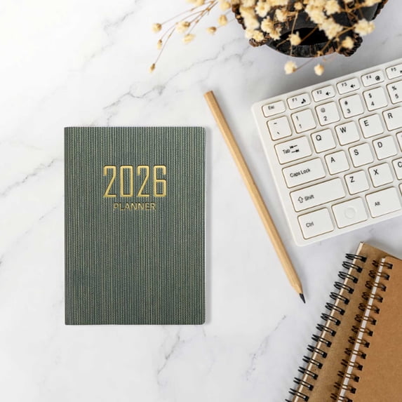 Weloille 1 Piece 2026 English Daily Planner, A7 Pocket Size Agenda Notebook, Portable Schedule Organizer, Journal for Work Appointment Diary Daily Task Management