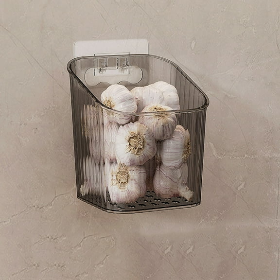 Weloille 1 Piece Kitchen Wall-Mounted Storage Box, Transparent Visible Multi-Purpose Organizer, Adhesive Free Punching Container for Spices, Utensils, Bathroom Toiletries Storage