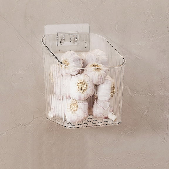 Weloille 1 Piece Kitchen Wall-Mounted Storage Box, Transparent Visible Multi-Purpose Organizer, Adhesive Free Punching Container for Spices, Utensils, Bathroom Toiletries Storage