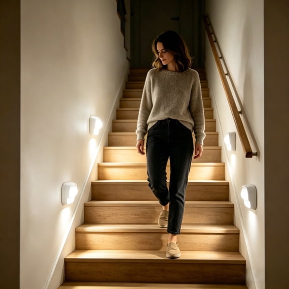 Weloille 1-Piece Motion Sensor Light, Battery Free USB Powered Auto On/Off Stick-on Lamp for Closet, Staircase, Hallway, Bathroom, Kitchen Use