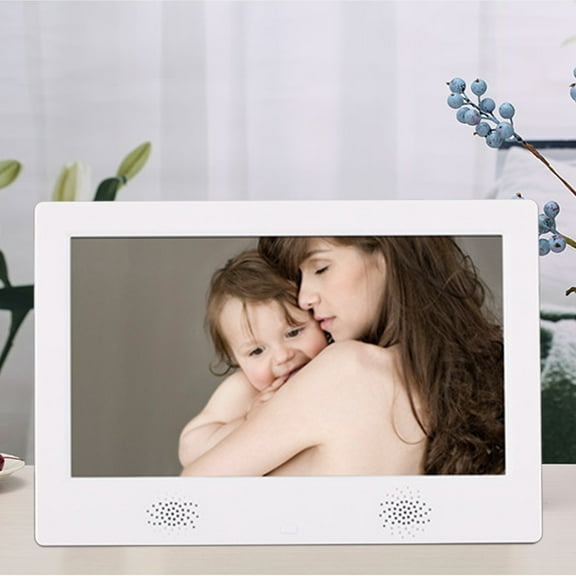 Weloille 10 Inch Smart Digital Photo Frame, 32GB Playback Content, IPS Screen, Front Music Player Speaker, Adjust-able Speed To Play Movies