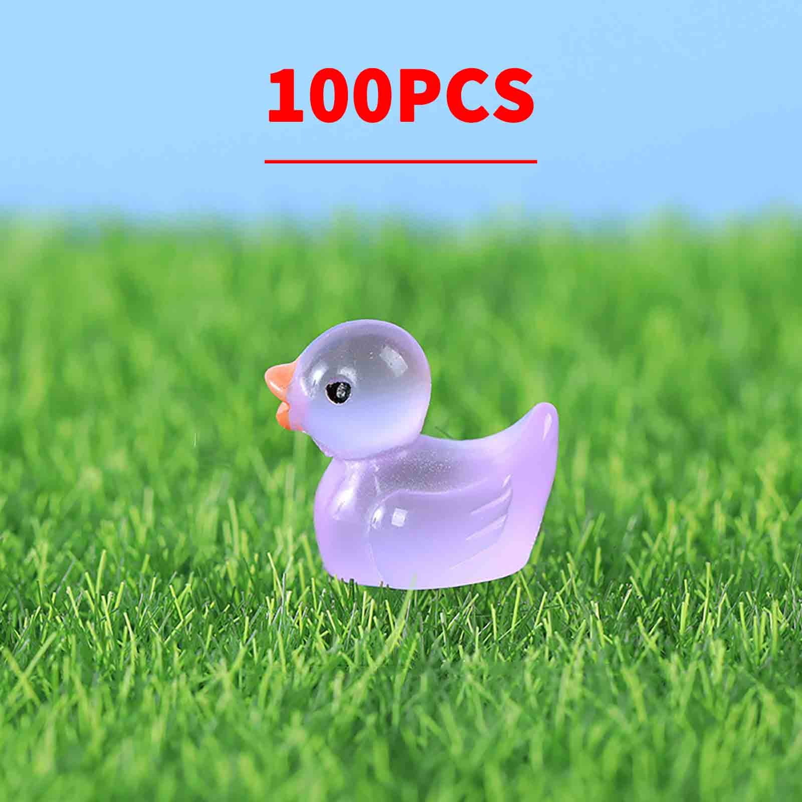 Weloille 100Pcs Mini Resin Ducks, Colorful Luminous Resin Ducks, Ducks