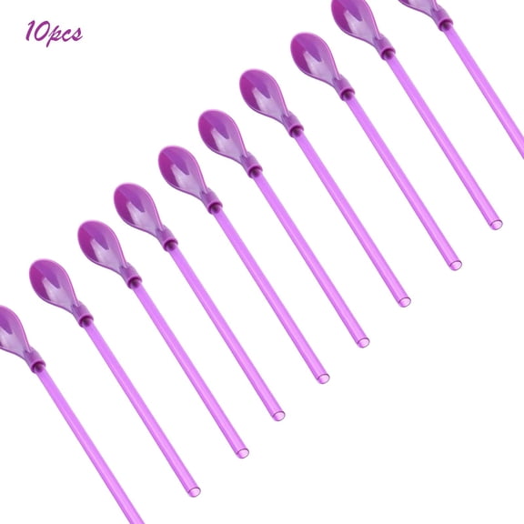 Weloille 10Pcs Long Handle Spoon 9.3in Coffee Stirring Spoons Reusable Cute Plastic Spoons Mixing Iced Tea Spoons for Ice Cream Sundae Latte Chocolate Cocktail, Dishwasher Safe