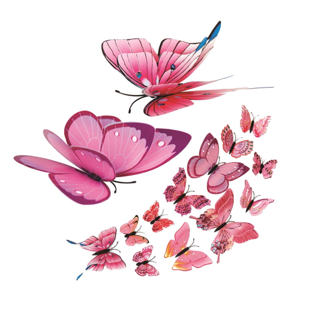 ALLICERE 3D Butterfly Wall Decals, 12 Pcs Removable Stickers - DIY Home Decor For Bedroom, Living Room, Office