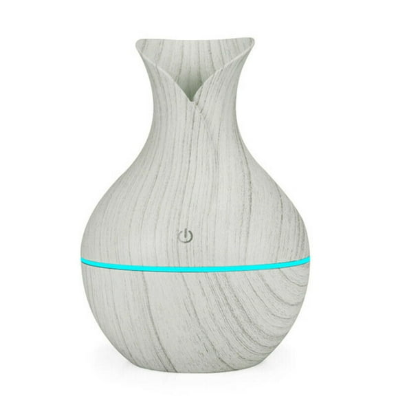 Weloille 130ml LED Essential Oil Diffuser Humidifier Aromatherapy Wood Grain Vase Aroma