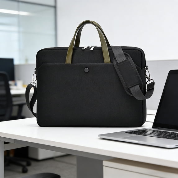 Weloille 14 Inch Laptop Shoulder Bag 1 Piece, Water-Resistant Padded Computer Bag, Multi-Pocket Portable Notebook Sleeve, for Business Trips, Work, Travel and Daily Commute