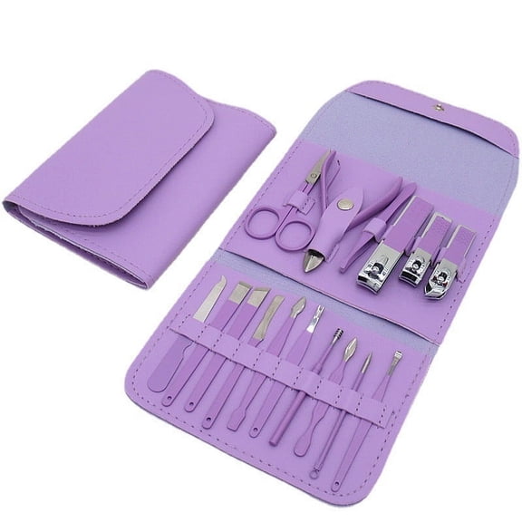 Weloille 16pcs/set Nail Cutter Set Makeup Beauty Tool Nail Clipper Set Folding Bag Stainless Steel Tool Finger Nail Clipper Kit