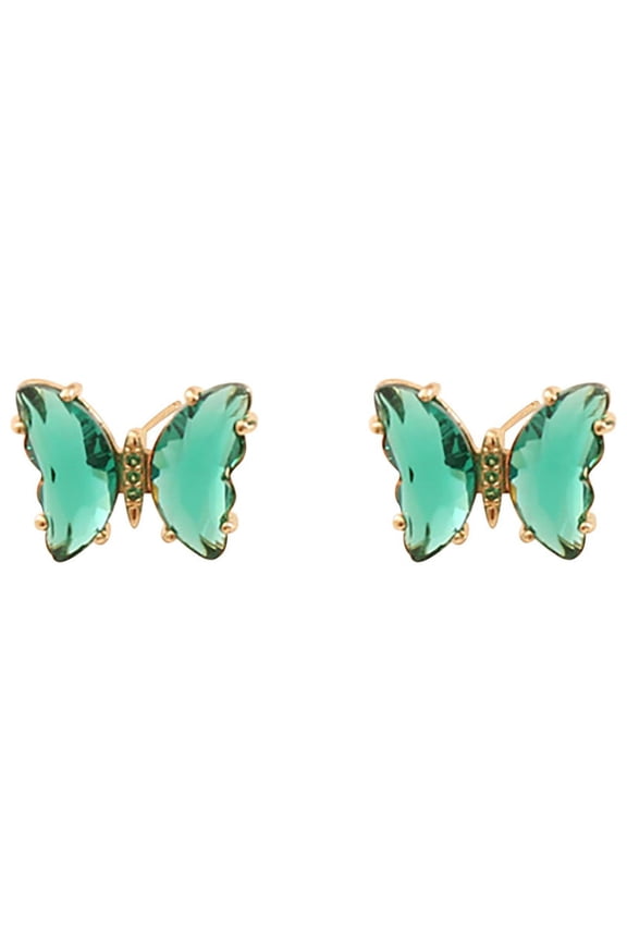 1Pair Ladies Fashion Creative Multicolor Studded Butterfly Earrings
