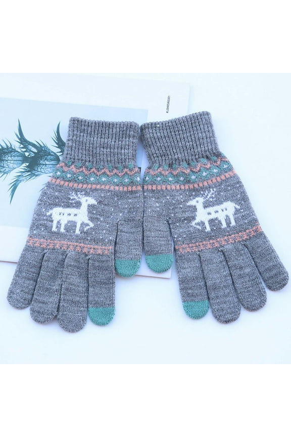 1Pair Winter Knitted Gloves Refer to Touch Screen Fawn Gloves to Keep Warm Women's Outdoor Sun Protection Soft Long Arm Sleeves
