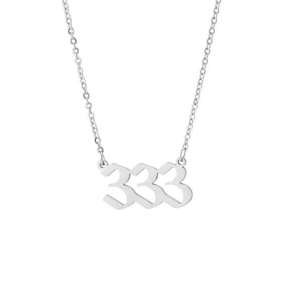 Weloille 1Pcs Angel Number Necklace Pendant Golden/Silver Plated Stainless Steel Necklace Jewelry Suitable for Women