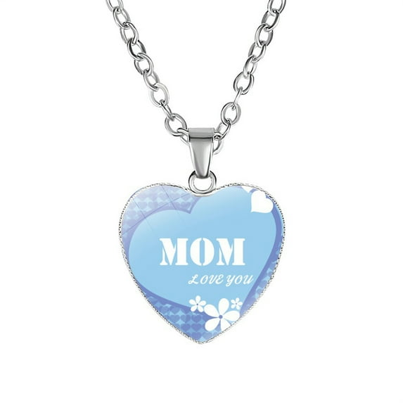 Weloille 1Pcs Heart Pendant Necklace Engraved with MOM Mother Plot Gift Love Accessories