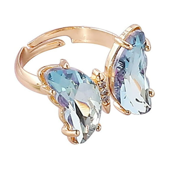 Weloille 1Pcs Ladies Fashion Gradient Butterfly Ring Opening Adjustable Ring