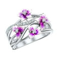 thumbnail image 1 of Weloille 1Pcs Ladies Fashion Violet Flower Color Diamond Ring, 1 of 4