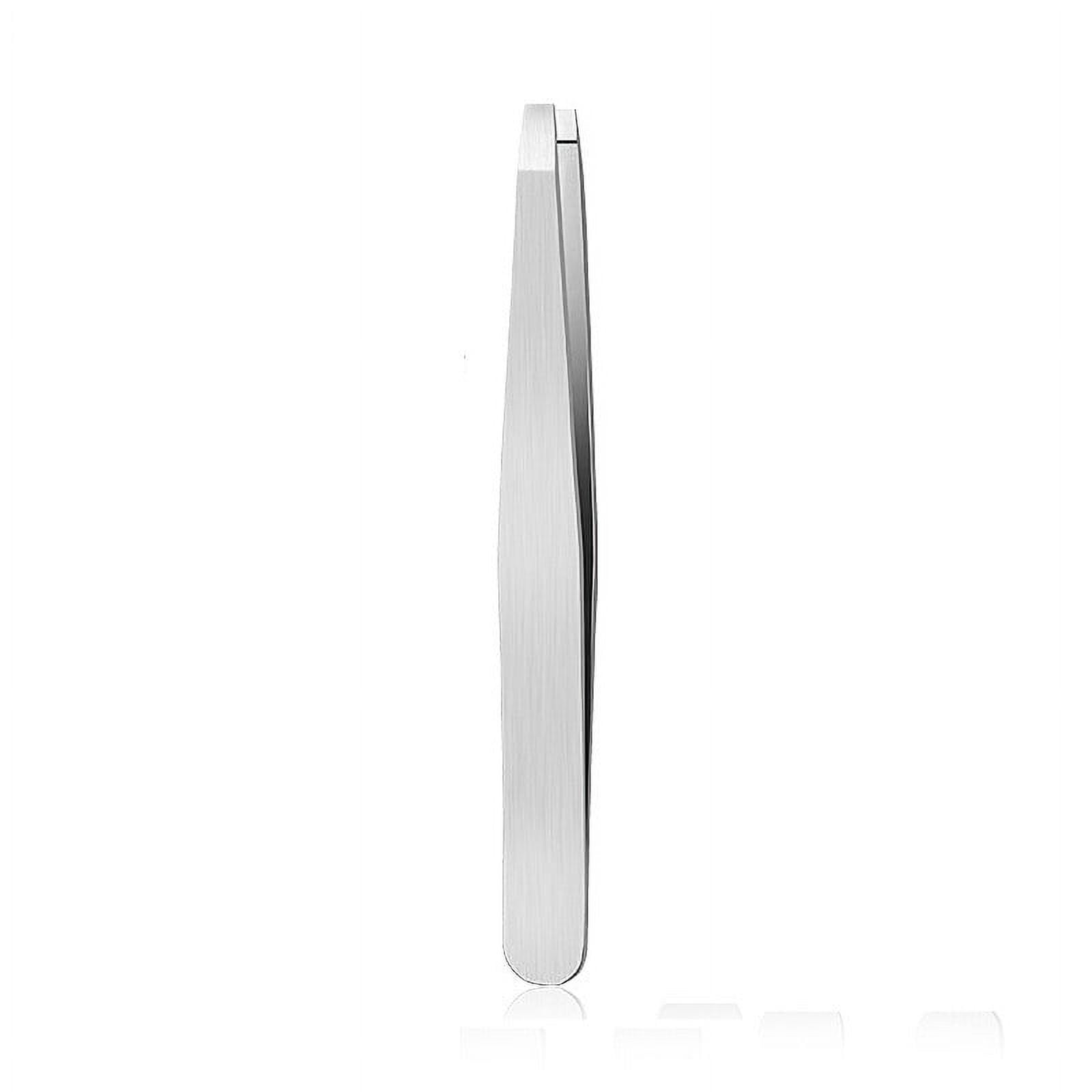 Weloille 1Pcs Stainless Steel Eyebrow Tweezers, Oblique Flat Pliers, Plucking Tweezers, Eyebrow Trimming and Eyelash Curler Beauty Tools
