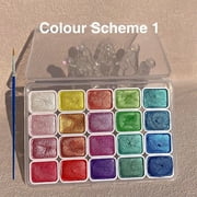 Weloille 20 Color Pearl Solid Watercolor Paint Set, High Transparency, Shimmering Effect, for Beginners and Artists, Easy to Reactivate