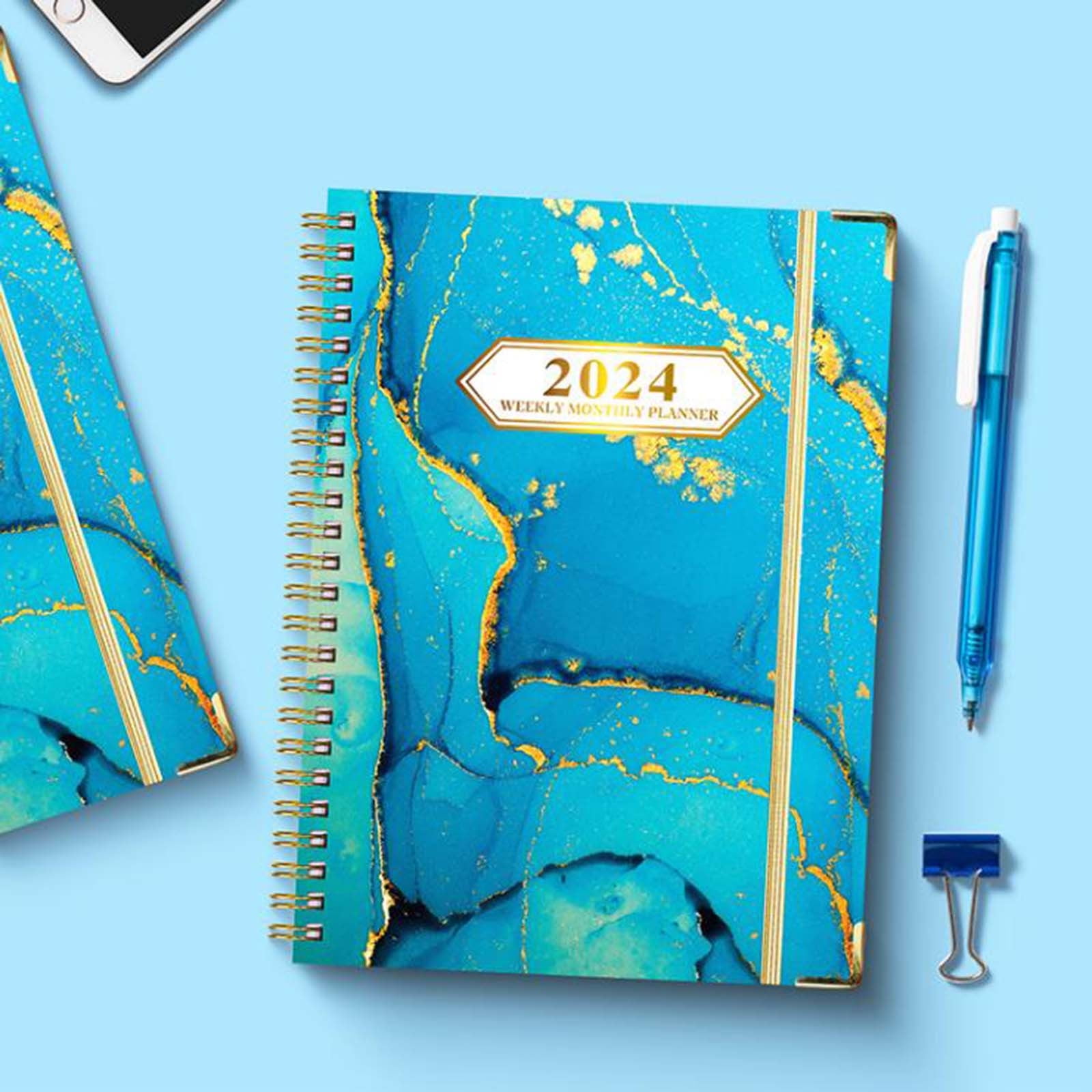 Weloille 2024 Planner Weekly and Monthly Planner Spiral Bound, A5