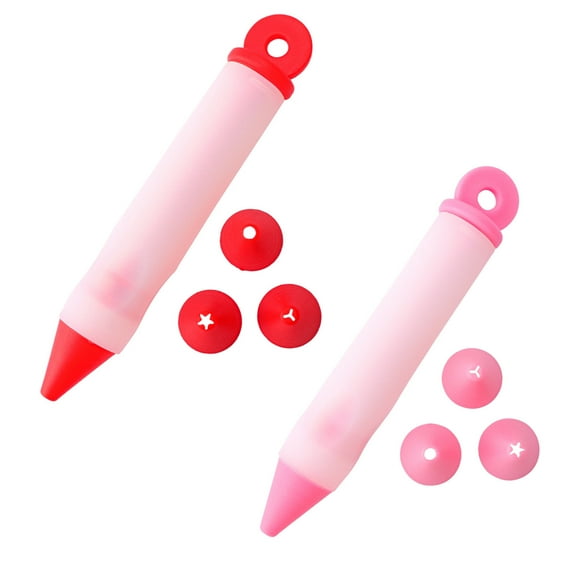 Weloille 2Pcs Baking Tools Ice Cream Cup Ice Tube Silicone Nozzle Dessert Decoration Cake Pen Cake DIY Graffiti Pen Squeezing Cream Pen