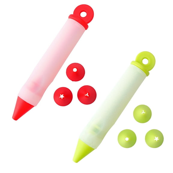 Weloille 2Pcs Baking Tools Ice Cream Cup Ice Tube Silicone Nozzle Dessert Decoration Cake Pen Cake DIY Graffiti Pen Squeezing Cream Pen