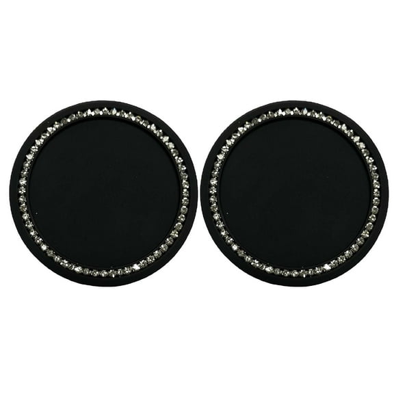 Weloille 2Pcs Rhinestone Car Cup Coaster, Anti-Slip Heat Resistant Drink Mat, Waterproof Clean Auto Cup Pad for Car Cup Holder Vehicle Interior Home Table Use