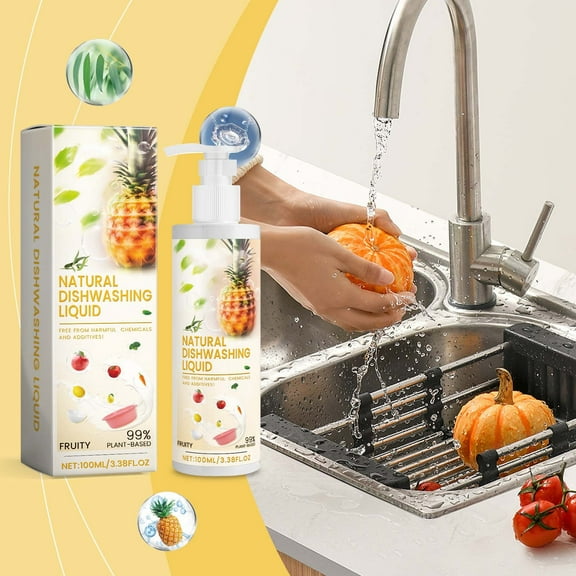 Weloille 3.38Oz Fruit Vegetable Cleaner Liquid, Mild Residue Removal Detergent, Food Grade Safe Produce Cleaner for Fruits Veggies Tableware Kitchen Use