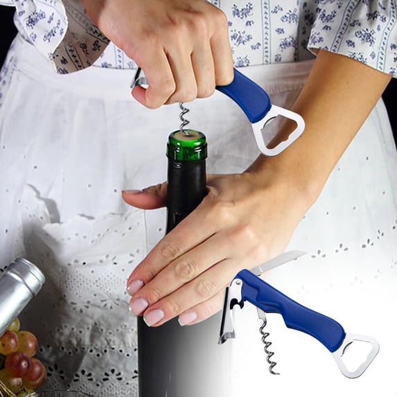 Weloille 3-in-1 Multifunctional Wine and Beer Opener, Portable Corkscrew with Bottle Foil Cutter, Bar and Home Tool