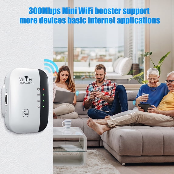 Weloille 300Mbps WiFi Extender Booster, Ultimate Home Wireless Coverage Solution with Ethernet Port, Supports 45 Devices and 3800 Sqft, Dual Band Signal Amplifier for Seamless Whole Home Internet