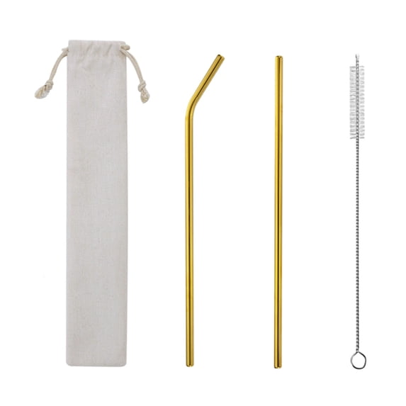 Weloille 304 Stainless Steel Straw Set 1 Piece, Reusable Colorful Metal Straight Bend Straws, Food Grade BPA Free Straws with Brush Pouch, for Smoothie Coffee Cocktail Drinks