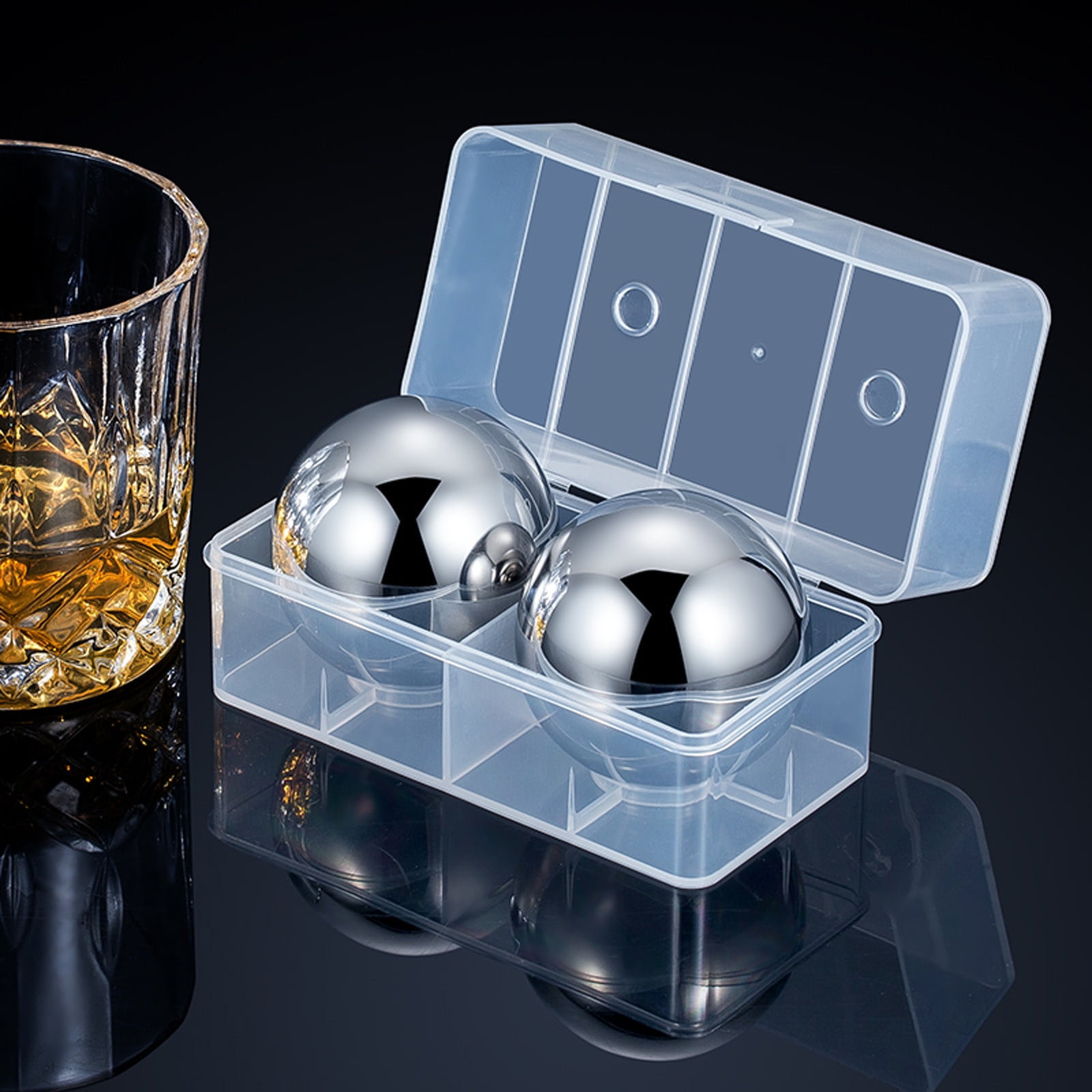 Weloille 304 Stainless Steel Whisky Ice Balls, Reusable Whiskey Stones