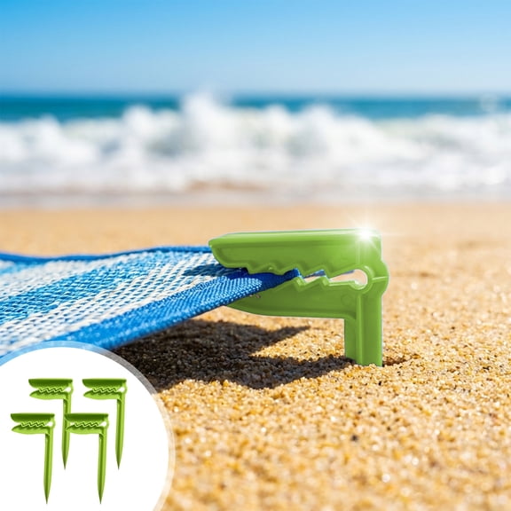Weloille 4 Pieces Beach Towel Clips, Heavy Duty Windproof Beach Mat Fixing Clamps, Non-slip Quilt Clothes Pegs, Ideal for Beach Patio Poolside Laundry Use