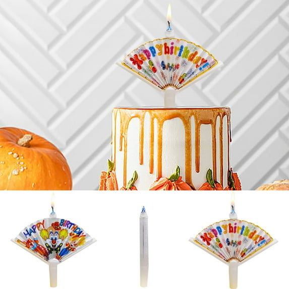 Weloille 5.8in Long Fan Shaped Clown Birthday Candle Banner Funny Children's Cake Decoration Cake Arrangement