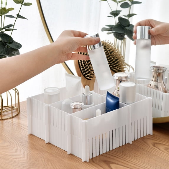 Weloille 5 Pack Adjustable Drawer Organizer Dividers, Freely Cuttable Plastic Separator Trays for Kitchen Dresser Bedroom Office Drawer Storage