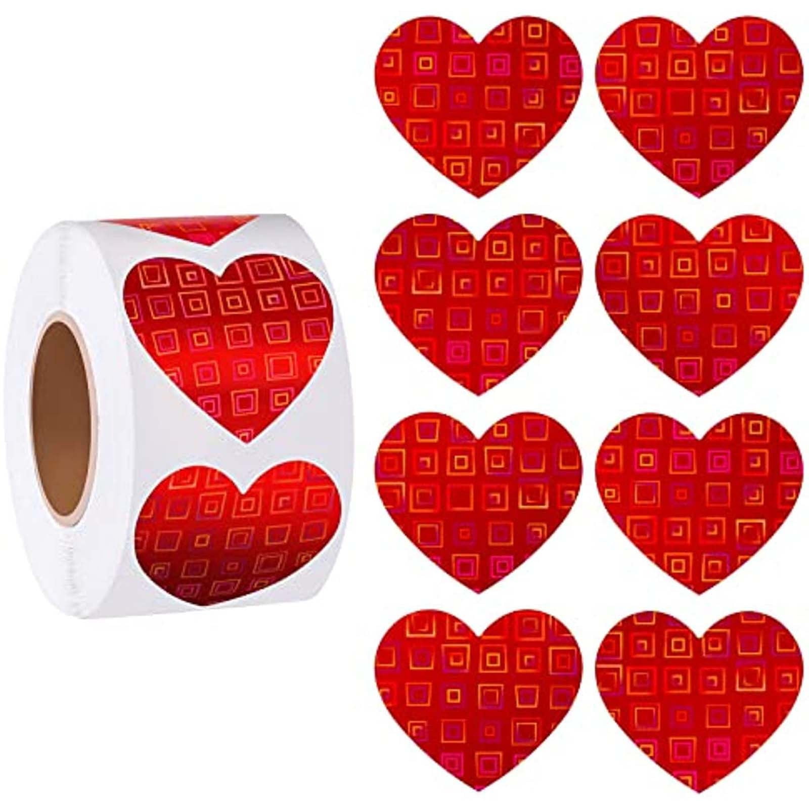 Weloille 500Pcs Red Heart Stickers, Valentine's Day Love Shape Labels, Self-Adhesive Heart ...