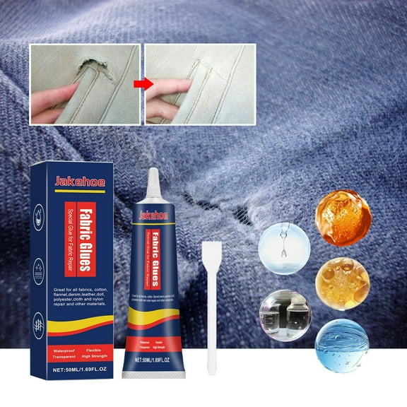 Weloille 50ml Transparent Fabric Glue, Washable and Dry - Bonding, Special for Clothes, Denim and Textile Repairs, Craft Adhesive