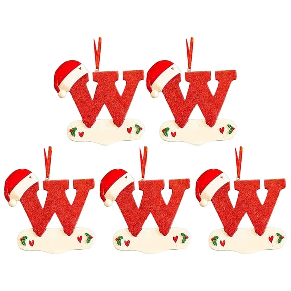 Weloille 5Pcs Christmas Little Red Hat Letter Pendant DIY Writable Name 26 Letter Pendant