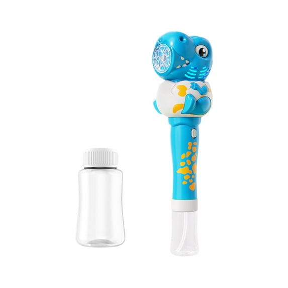 Weloille 6 Hole Dinosaur Bubble Wand, 3.38 Ounce Bubble Liquid Included, Electric Handheld Bubble Blower, Leak Proof Bubble Maker for Outdoor Party Birthday Event Use