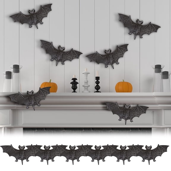 Weloille 6Pcs Fake Bat Simulation Spooky Looking Bats Halloween Tricky Props for Halloween Party April Fool's Day Supplies