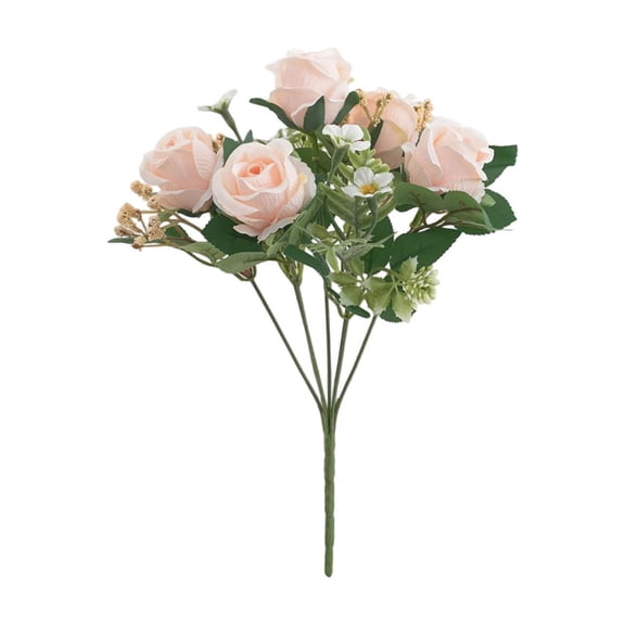 Weloille 7 Head Artificial Venus Rose Flower, Real Touch Silk Floral Decor, Fade Resistant Fake Bouquet, Wedding Centerpiece for Home Party Table Decoration