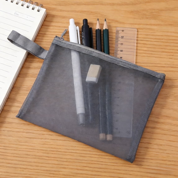Weloille A5 Clear Mesh Storage Bag 1 Piece, Multifunctional Portable Handle File Bag, Breathable Lightweight Organizer Pouch, for Storing Pens Cosmetics Toys Office Supplies Small Items