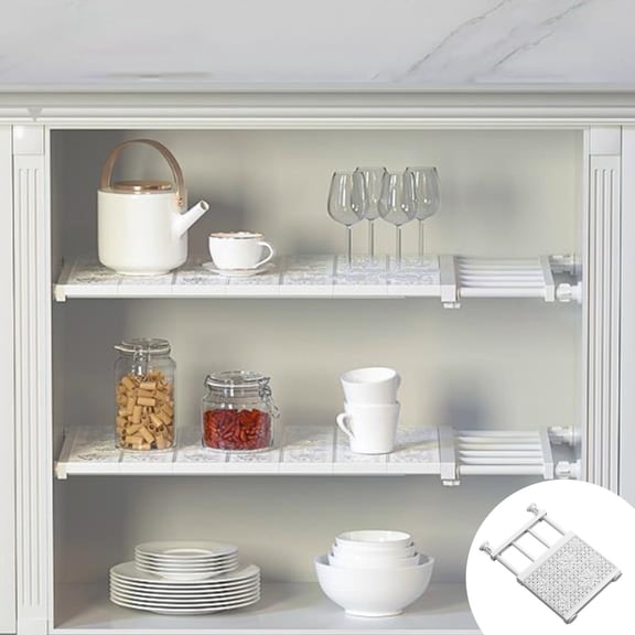 Weloille Adjustable Closet Divider Shelf 1Pc, Retractable Wardrobe Layered Partition Board, Strong Load Bearing Easy Install Non Slip Shelf for Wardrobe Cabinet Shoe Rack