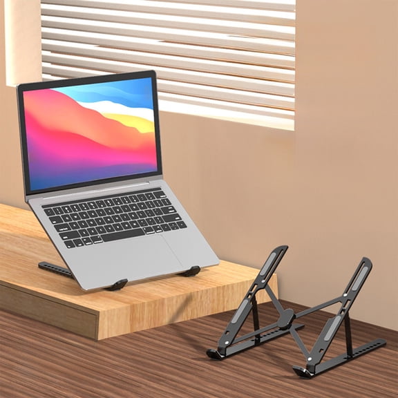 Weloille Adjustable Foldable Laptop Stand 1 Pack, Aluminum Alloy Portable Riser Holder, Triangle Stable Support Elevator, Universal Ergonomic Bracket for All Laptops, Office, Home and Travel