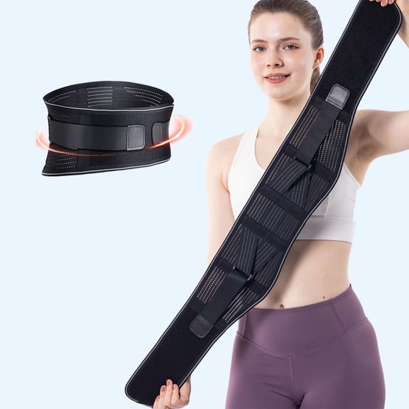 Weloille Adjustable Lumbar Support Belt 1 Piece, Steel Plate Reinforced Breathable Mesh Waist Brace, Pain Relief Lower Back Protector for Work Fitness Spine Injury Recovery