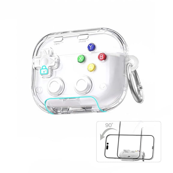 Weloille AirPods 4 Earphone Case, Clear Transparent Protective Cover with Phone Stand, Scratch Resistant Stress Relief Fidget Toy Case for Earphone Protection and Daily Use