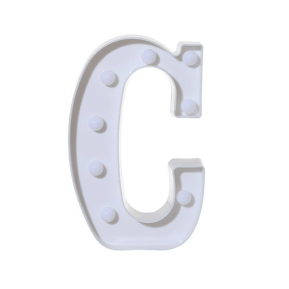 Weloille Alphabet LED Letter Lights Light Up White Plastic Letters Standing Hanging C