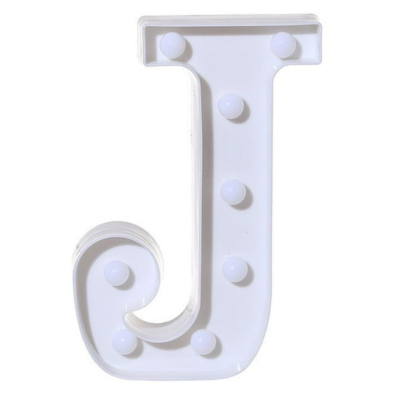 Weloille Alphabet LED Letter Lights Light Up White Plastic Letters Standing Hanging J
