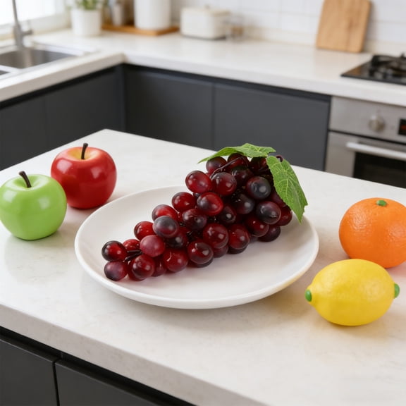 Weloille Artificial Grape Cluster Fake Fruit Model, Realistic Lifelike Hanging Faux Grape Vine, Non-Fading Waterproof Decorative Fruit Garland, for Home Kitchen Party Wall Wreath Decoration