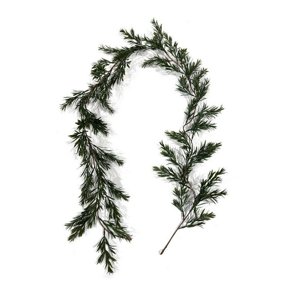 Weloille Artificial Podocarpus Macrophyllus Rattan 1Pc, Realistic Texture No Watering Needed Faux Vines, Flexible Bendable Greenery Rattan for Home Wall Door Party Decoration